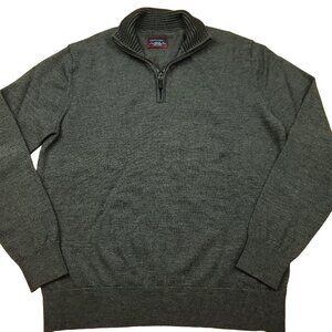 Untuckit Mens M Sweater Extra Fine Merino Wool 1/4 Zip Gray Belguardo 31801